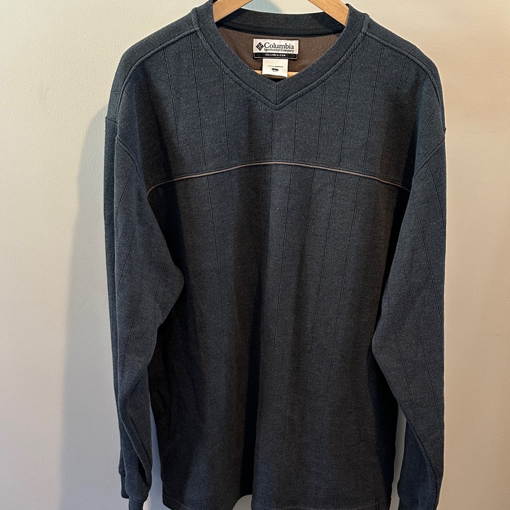 Columbia Large Ribbed Navy Blue‎ V-Neck Pullover Sweater